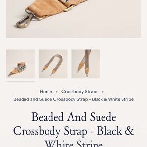 Parker Thatch Beaded and Suede Crossbody Strap - Tan and Black